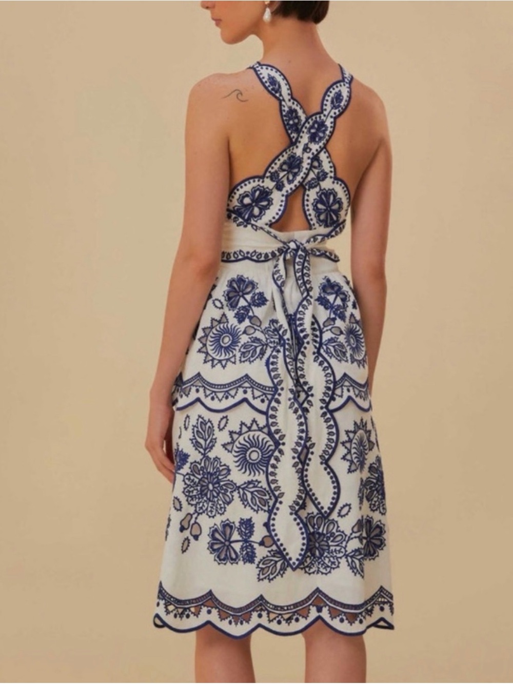 FARM Rio Off-White Richelieu Midi Dress - size small - NWT - Picture 2 of 7